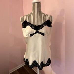 Express white satin and black lace camisole size large.